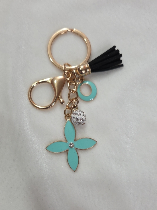 None Jewelry - Ladies Blue Clover Trendy Keychain Bag Charm Purse Charm Accessories Rhinestones